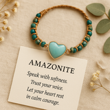 Boho Bracelet, Friendship Bracelet, Macrame Bracelet, Blue Heart Amazonite