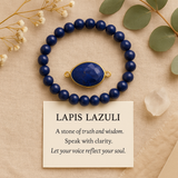 Boho Bracelet, Stretchy Bracelet, Blue Lapis Luzuli and Black Agate