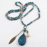 Boho Necklace - RH Precious Turquoise Stones Blue Gypsy