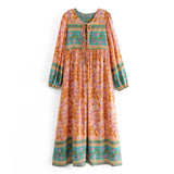 Boho Maxi Gown – “Wild Orchid” Loose Flowing Dress in Blue