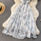 Vintage Dress - Boho Maxi Dress - Floral Print French Women Dress - Summer Strappy Dress Eloise
