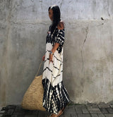 Beach Dress, Cover up Dress,, Kaftan Dress, Black & White Tie Dye Print