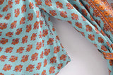 Boho Kimono Robe – “Sahara Dream” Tribal Print Long Cover-Up in Coral & Teal
