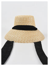 Boho Sun Beach Hat - French Style Lace-Up Wide Brim Straw Hat