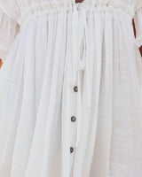 Boho Mini Dress – Boho White Dres – “Bare Grace” Deep V Ruffle Sleeve Mini Sundress