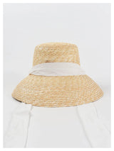 Boho Sun Beach Hat - French Style Lace-Up Wide Brim Straw Hat