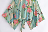 Kimono Robe – “Lily” Boho Short Cover-Up in Peony Green Floral