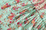 Bohemian Maxi Dress – “Meadow Breeze” Flowy Summer Sundress in Mint & Pink Floral