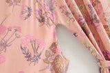 Boho Robe, Kimono Robe,  Beach Cover up, Pink and Yellow Flower