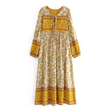 Boho Maxi Gown – “Wild Orchid” Loose Flowing Dress in Yellow