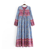 Boho Maxi Gown – “Wild Orchid” Loose Flowing Dress in Blue