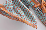 Boho Kimono Robe – “Sahara Dream” Tribal Print Long Cover-Up in Coral & Teal