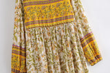 Boho Maxi Gown – “Wild Orchid” Loose Flowing Dress in Yellow