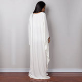 Boho Maxi Dress - Beach Dress, Kaftan Dress Tie White Harmony in 15 colors