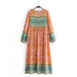 Boho Maxi Gown – “Wild Orchid” Loose Flowing Dress in Yellow