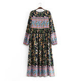 Boho Maxi Gown – “Wild Orchid” Loose Flowing Dress in Black