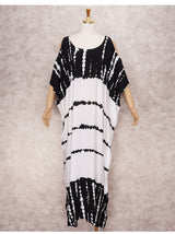 Beach Dress, Cover up Dress,, Kaftan Dress, Black & White Tie Dye Print
