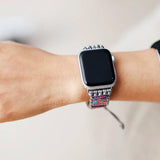 Boho Apple Watch Band - Semiprecious Lapis Beaded Wrist Bracelet Rope Strap