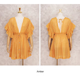 Boho Mini Dress – Boho White Dres – “Bare Grace” Deep V Ruffle Sleeve Mini Sundress