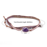Boho Bracelet - RH 5-Layer Leather Wrap with Oval Jasper Natural Stones