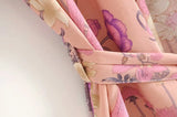Boho Robe, Kimono Robe,  Beach Cover up, Pink and Yellow Flower