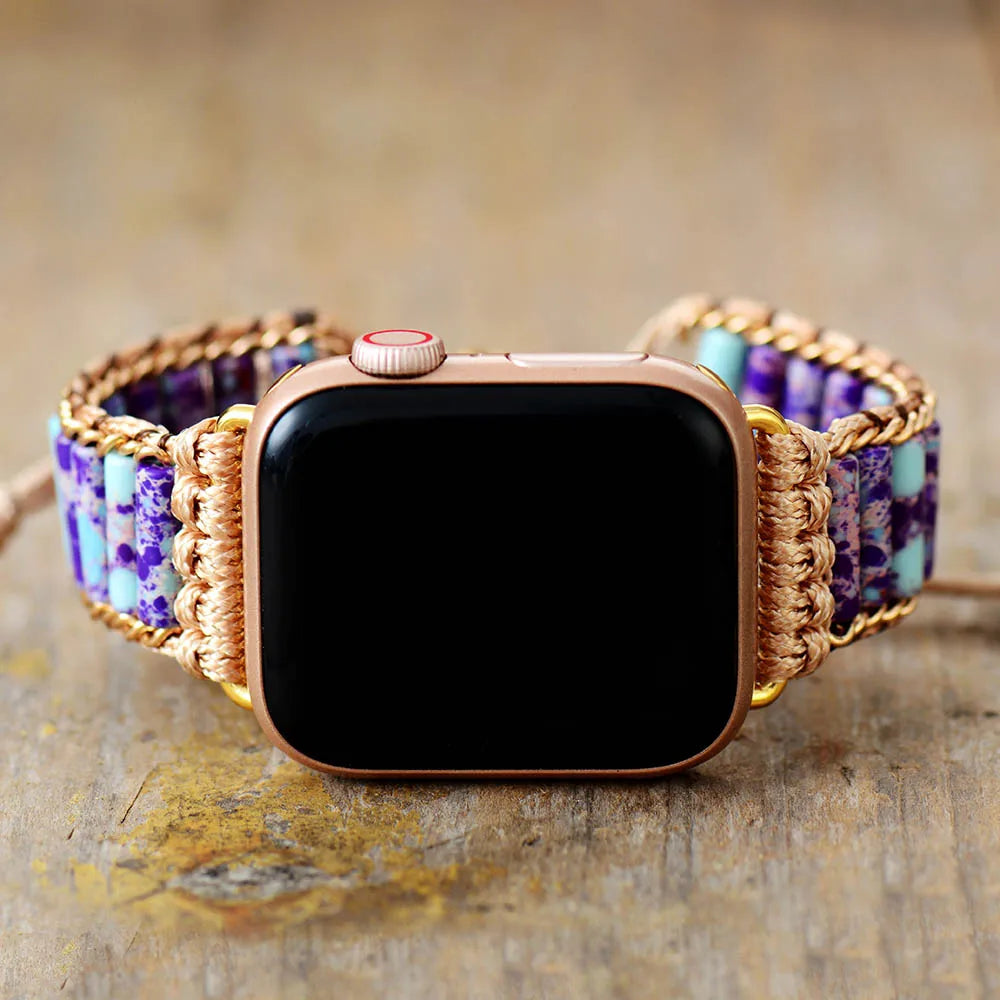 Boho Apple Watch Band - Semiprecious Lapis Beaded Wrist  display picture 1