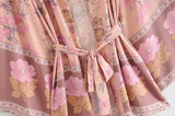 Boho Robe, Kimono Robe,  Beach Cover up, Pink and Yellow Flower