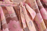 Boho Robe, Kimono Robe,  Beach Cover up, Pink and Yellow Flower