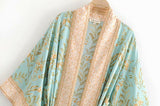 Boho Robe, Kimono Robe, Beach Cover up, Grass Green Flower