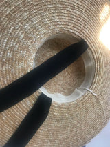 Black Ribbon Wide Brim Straw Hat — 15 cm or 18 cm
