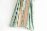 Boho Robe, Kimono Robe, Beach Cover up, Grass Green Flower