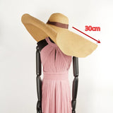 Boho Sun Beach Hat - Wide Brim Paper Straw Hat - Mila in Brown, Beige, and Black Ribbon