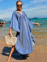 Boho Maxi Dress - Beach Dress, Kaftan Dress Tie White Harmony in 15 colors