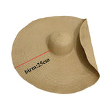 Boho Sun Beach Hat - 25cm Oversized Foldable Straw Hat