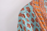 Boho Kimono Robe – “Sahara Dream” Tribal Print Long Cover-Up in Coral & Teal