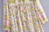 Bohemian Maxi Dress – “Buttercup Reverie” Pastel Floral Long Sleeve Boho Maxi Dress