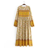 Boho Maxi Gown – “Wild Orchid” Loose Flowing Dress in Yellow