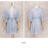 Boho Mini Dress – Boho White Dres – “Bare Grace” Deep V Ruffle Sleeve Mini Sundress