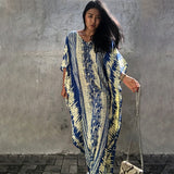 Beach Dress, Cover up Dress,, Kaftan Dress, Blue Tie Dye Print