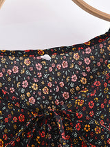 Boho Mini Dress – “Crimson Meadow” Red Floral Tunic Dres in Red & Black