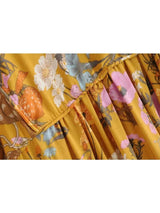 Boho Maxi Gown – “Flower Garden” Loose Floral Dress in Yellow