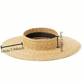 Boho Panama Hat - Natural Wheat Straw Open Crown Hat