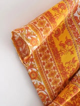 Boho Kimono Robe – “Saffron Sun” Yellow Floral Short Cover-Up for Beach & Lounge