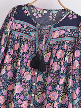 Boho Blouse – “Wild Petal” – Boho Floral Tunic Tops in Purple