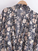Boho Robe – “Flower Whisper” Bohemian Short Kimono Cover-Up for Beach or Lounge