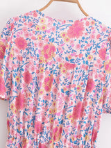 Boho Maxi Dress – “Wild Floral in Pink” Flowy Sundress for Women