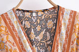 Summer Women Floral Print  Wrap V-neck Beach Wrap Bohemian Mini Dress Kaftan Ladies Short Sleeve Sexy Boho Dresses Vestidos