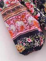 "Boho Maxi Gown – “Black Winter Rosy” Loose Flowing Dress for Women "