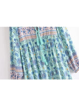 Boho Maxi Gown – “Blue Pink Sky” Loose Flowing Dress for Women