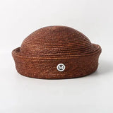 Boho Pillbox Hat - Handwoven Straw Beret Beach Hat